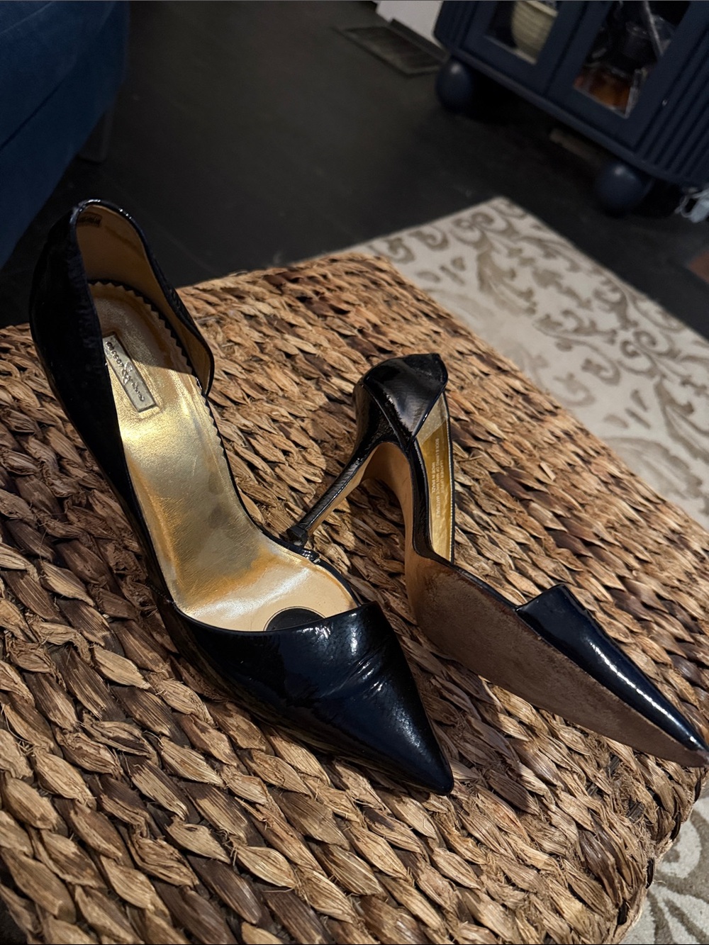 Report Signature Black Patent D'Orsay Pointed-Toe Pumps